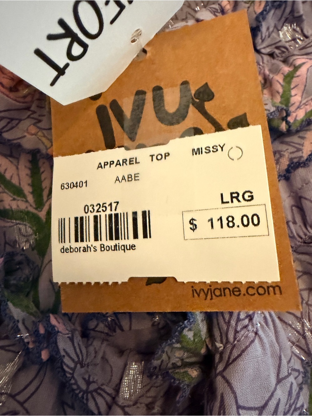 Ivy Jane Lavender Floral Ruffle Tie-Neck Blouse NWT - Picture 5 of 6